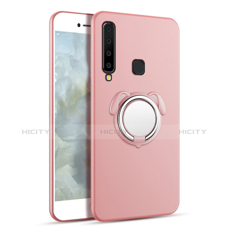 Custodia Plastica Rigida Cover Opaca con Magnetico Anello Supporto A01 per Samsung Galaxy A9s Oro Rosa