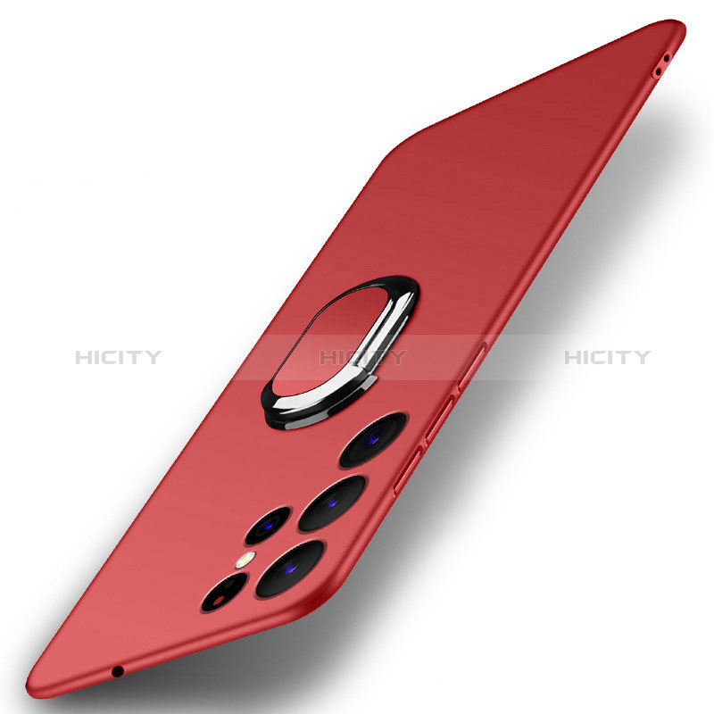 Custodia Plastica Rigida Cover Opaca con Magnetico Anello Supporto A01 per Samsung Galaxy S25 Ultra 5G Rosso