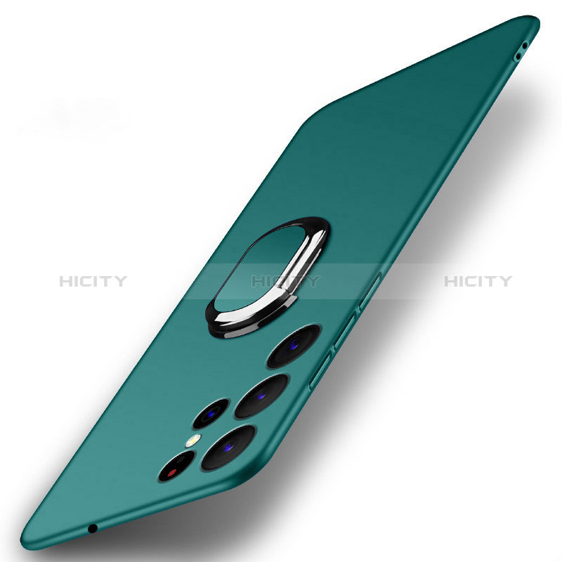 Custodia Plastica Rigida Cover Opaca con Magnetico Anello Supporto A01 per Samsung Galaxy S25 Ultra 5G Verde