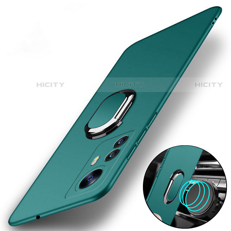 Custodia Plastica Rigida Cover Opaca con Magnetico Anello Supporto A01 per Xiaomi Mi 12S 5G Verde