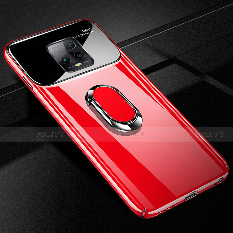 Custodia Plastica Rigida Cover Opaca con Magnetico Anello Supporto A01 per Xiaomi Redmi 10X Pro 5G Rosso