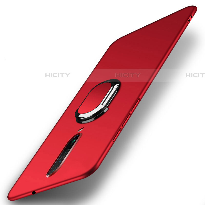 Custodia Plastica Rigida Cover Opaca con Magnetico Anello Supporto A01 per Xiaomi Redmi K30i 5G Rosso