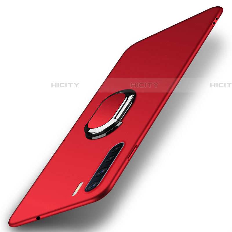 Custodia Plastica Rigida Cover Opaca con Magnetico Anello Supporto A02 per Oppo A91 Rosso