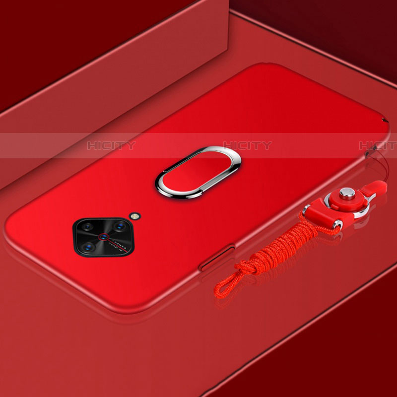 Custodia Plastica Rigida Cover Opaca con Magnetico Anello Supporto A02 per Vivo S1 Pro Rosso