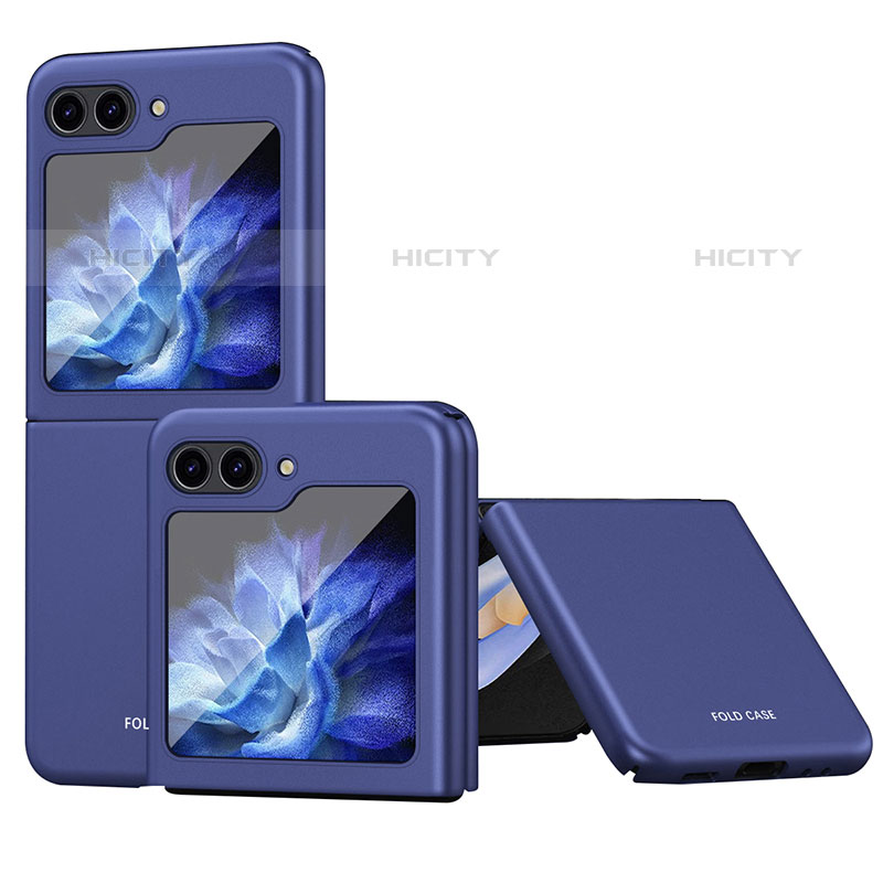 Custodia Plastica Rigida Cover Opaca con Magnetico Anello Supporto AN1 per Samsung Galaxy Z Flip5 5G Blu