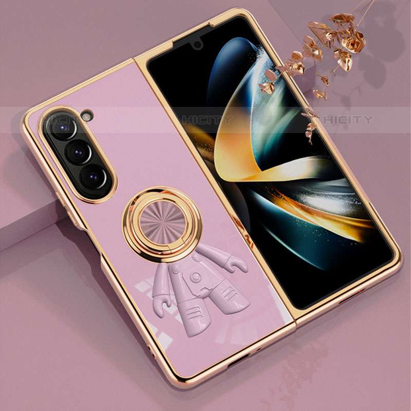 Custodia Plastica Rigida Cover Opaca con Magnetico Anello Supporto AN2 per Samsung Galaxy Z Fold5 5G Lavanda