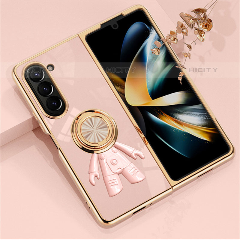 Custodia Plastica Rigida Cover Opaca con Magnetico Anello Supporto AN2 per Samsung Galaxy Z Fold5 5G Oro Rosa