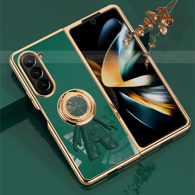 Custodia Plastica Rigida Cover Opaca con Magnetico Anello Supporto AN2 per Samsung Galaxy Z Fold5 5G Verde