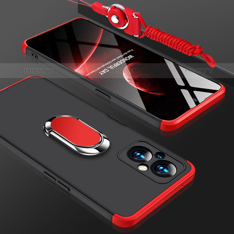 Custodia Plastica Rigida Cover Opaca con Magnetico Anello Supporto GK1 per Oppo F21 Pro 5G Rosso e Nero