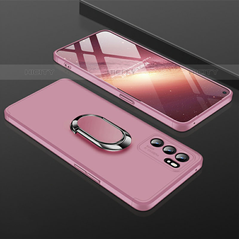 Custodia Plastica Rigida Cover Opaca con Magnetico Anello Supporto GK1 per Oppo Reno6 5G Oro Rosa