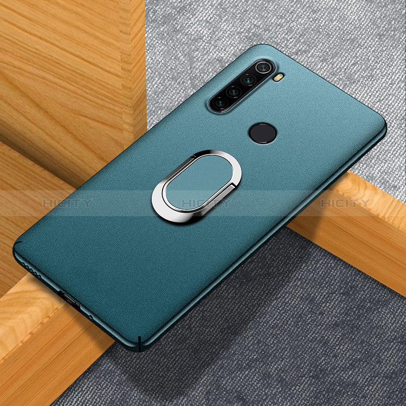 Custodia Plastica Rigida Cover Opaca con Magnetico Anello Supporto K01 per Xiaomi Redmi Note 8 (2021) Verde