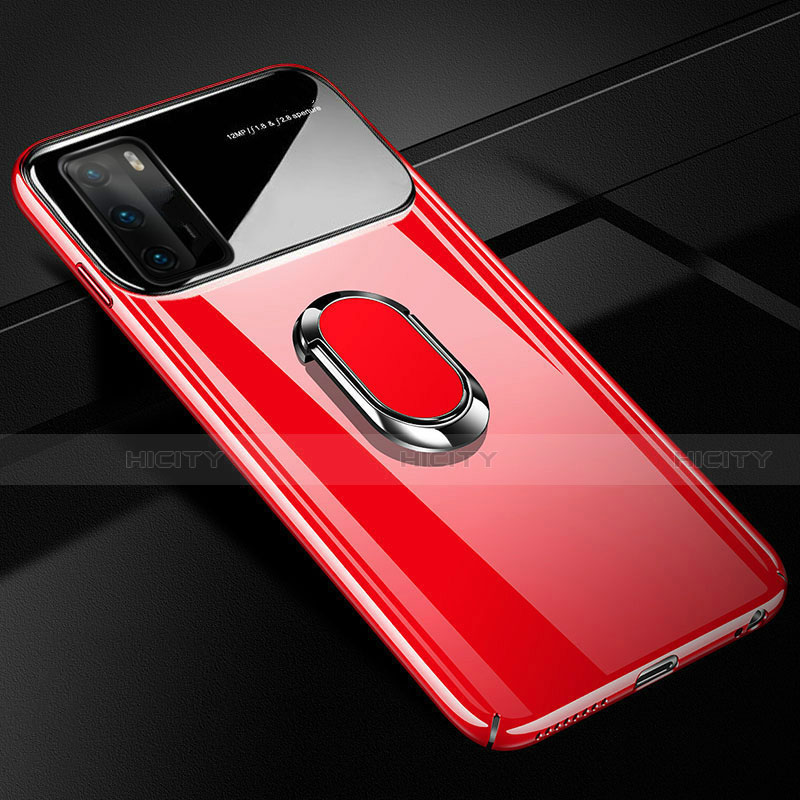 Custodia Plastica Rigida Cover Opaca con Magnetico Anello Supporto N01 per Huawei P40 Rosso