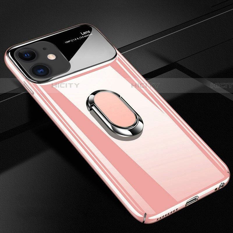 Custodia Plastica Rigida Cover Opaca con Magnetico Anello Supporto P01 per Apple iPhone 11 Oro Rosa