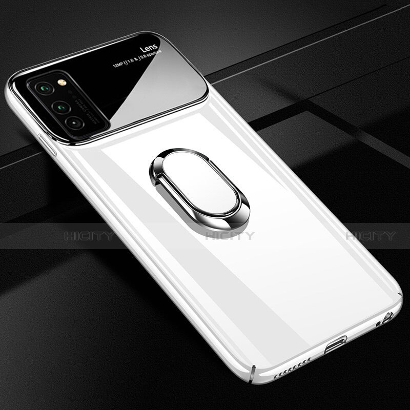 Custodia Plastica Rigida Cover Opaca con Magnetico Anello Supporto P01 per Huawei Honor V30 Pro 5G Bianco