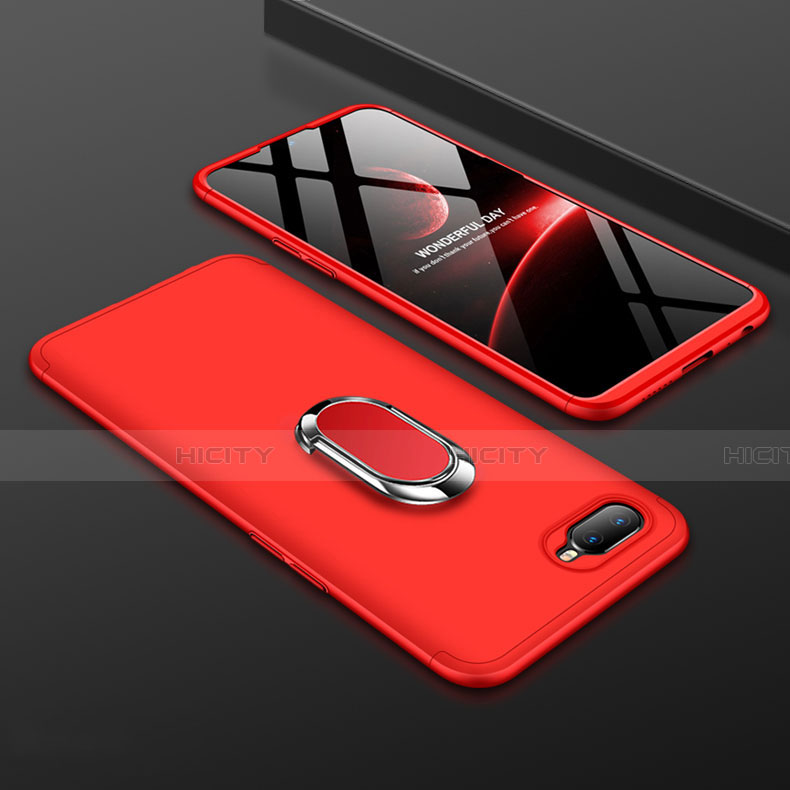 Custodia Plastica Rigida Cover Opaca con Magnetico Anello Supporto P01 per Oppo K1 Rosso