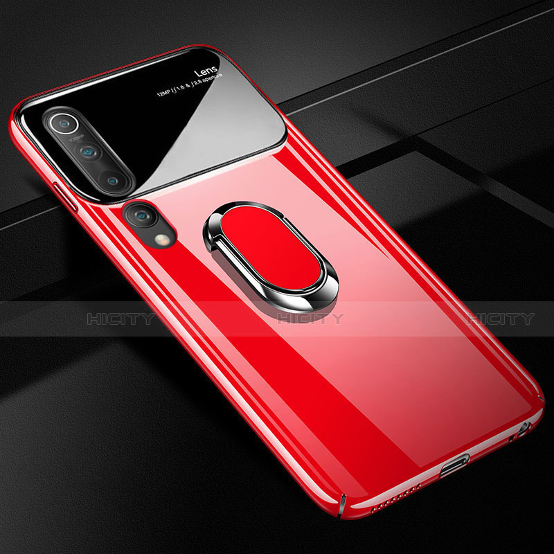 Custodia Plastica Rigida Cover Opaca con Magnetico Anello Supporto P01 per Xiaomi Mi 10 Rosso