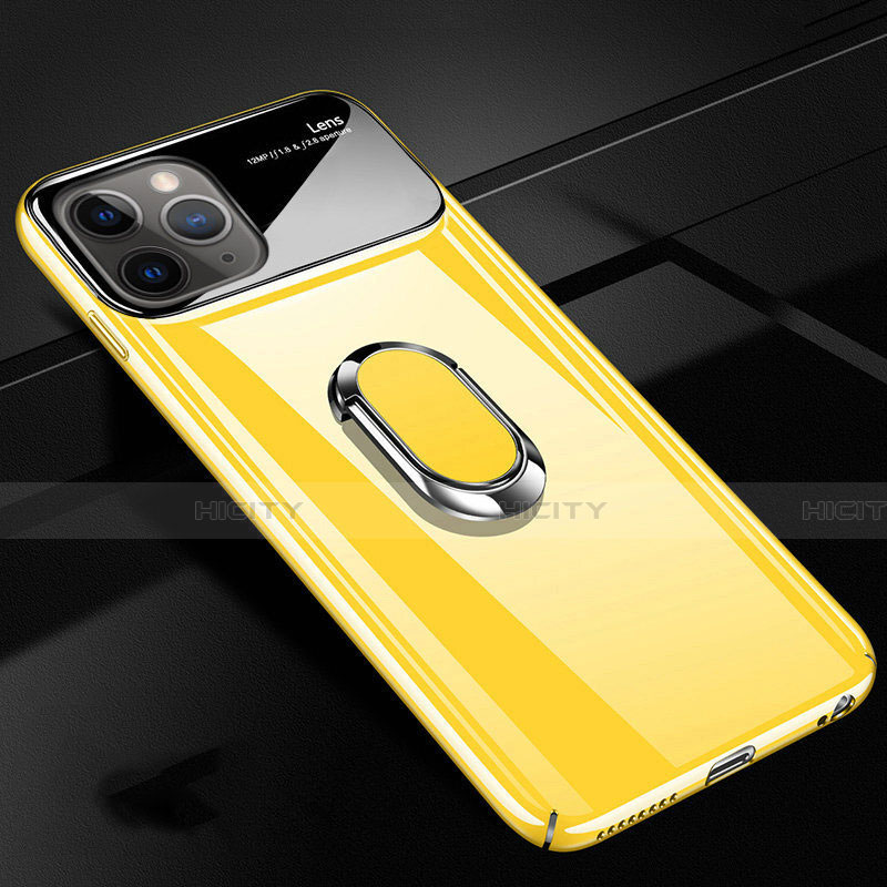 Custodia Plastica Rigida Cover Opaca con Magnetico Anello Supporto P02 per Apple iPhone 11 Pro Giallo