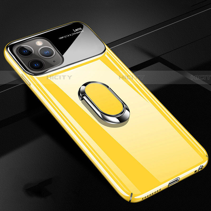 Custodia Plastica Rigida Cover Opaca con Magnetico Anello Supporto P02 per Apple iPhone 11 Pro Max Giallo