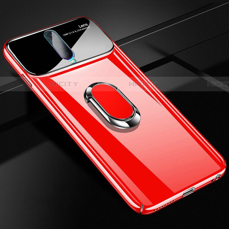 Custodia Plastica Rigida Cover Opaca con Magnetico Anello Supporto P02 per Oppo RX17 Pro Rosso