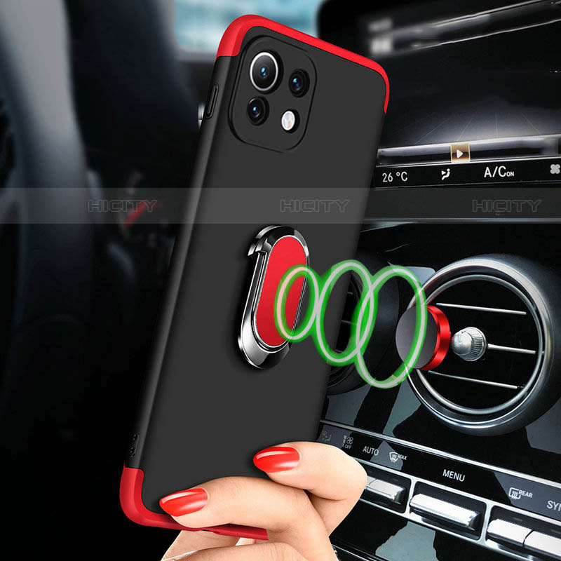 Custodia Plastica Rigida Cover Opaca con Magnetico Anello Supporto P02 per Xiaomi Mi 11 5G