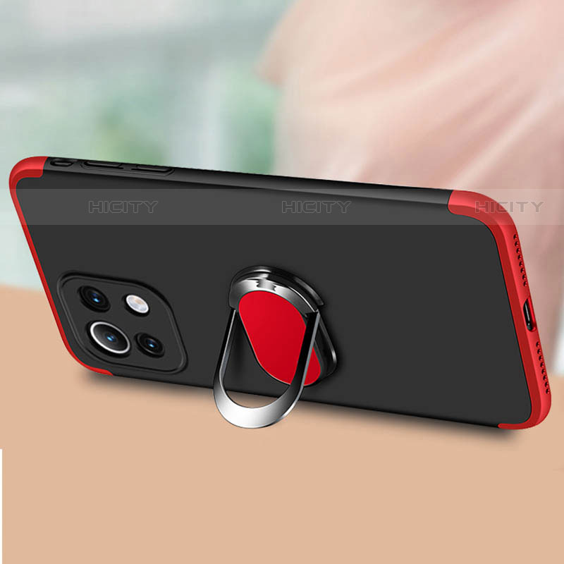 Custodia Plastica Rigida Cover Opaca con Magnetico Anello Supporto P02 per Xiaomi Mi 11 5G