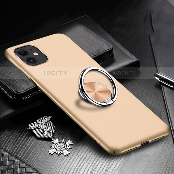 Custodia Plastica Rigida Cover Opaca con Magnetico Anello Supporto P03 per Apple iPhone 11 Oro