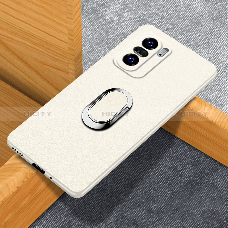 Custodia Plastica Rigida Cover Opaca con Magnetico Anello Supporto S01 per Xiaomi Redmi K40 Pro 5G Bianco