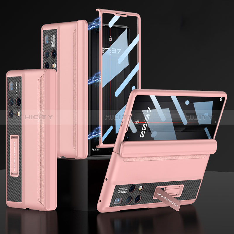 Custodia Plastica Rigida Cover Opaca con Supporto AC4 per Huawei Mate X2 Rosa