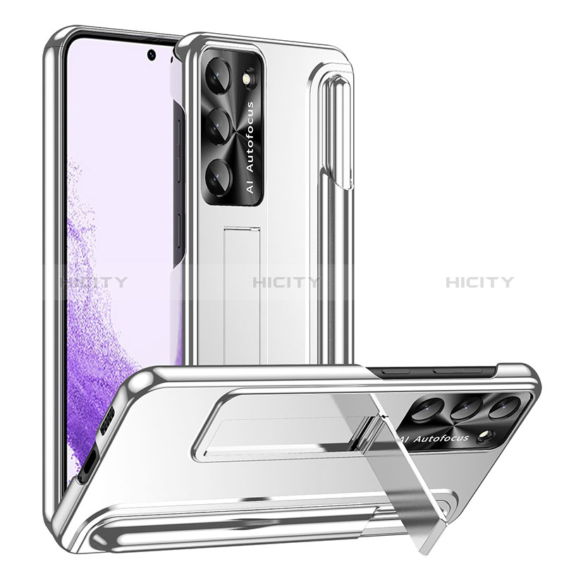 Custodia Plastica Rigida Cover Opaca con Supporto ZL1 per Samsung Galaxy S22 5G Argento