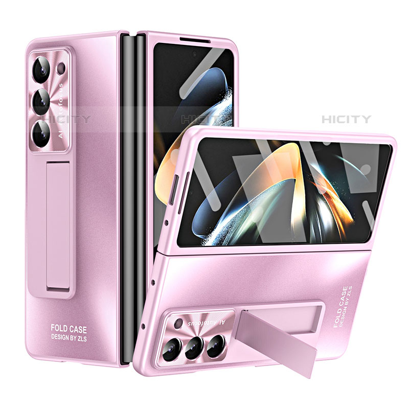 Custodia Plastica Rigida Cover Opaca con Supporto ZL1 per Samsung Galaxy Z Fold5 5G Oro Rosa