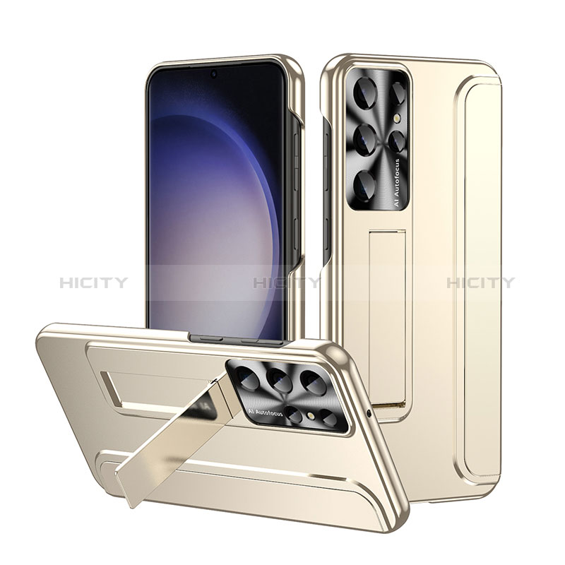 Custodia Plastica Rigida Cover Opaca con Supporto ZL2 per Samsung Galaxy S23 Ultra 5G Oro