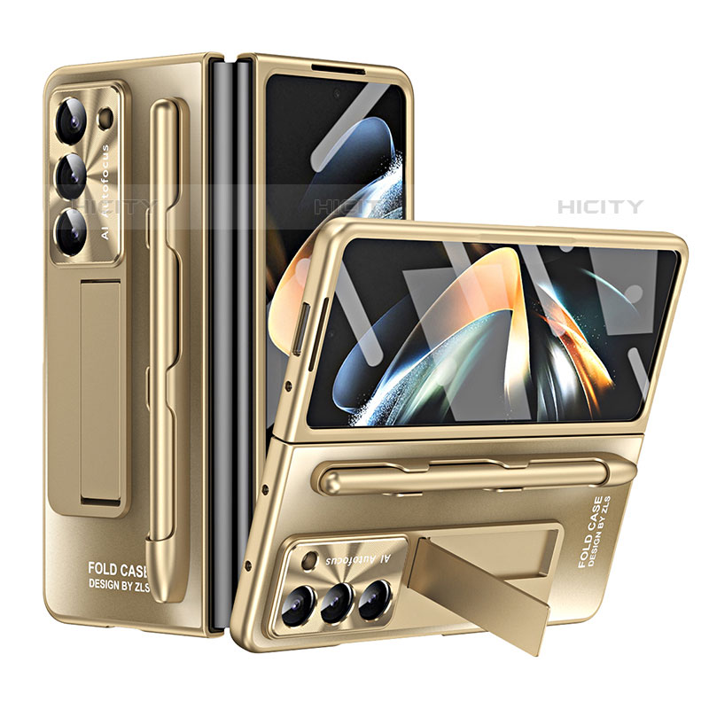 Custodia Plastica Rigida Cover Opaca con Supporto ZL2 per Samsung Galaxy Z Fold5 5G Oro