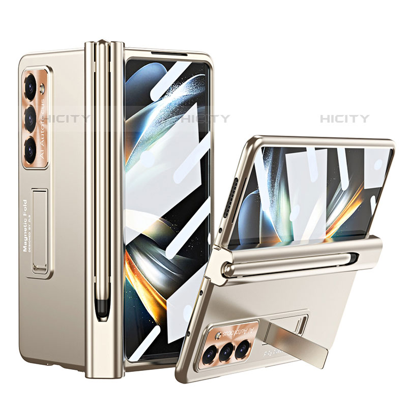 Custodia Plastica Rigida Cover Opaca con Supporto ZL5 per Samsung Galaxy Z Fold5 5G Oro