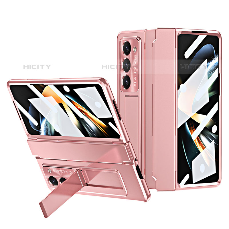 Custodia Plastica Rigida Cover Opaca con Supporto ZL7 per Samsung Galaxy Z Fold5 5G Oro Rosa