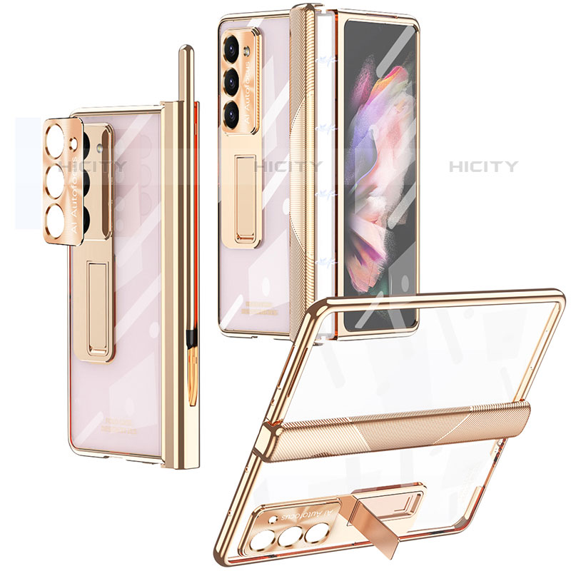 Custodia Plastica Rigida Cover Opaca con Supporto ZL8 per Samsung Galaxy Z Fold5 5G Oro