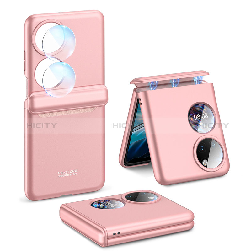 Custodia Plastica Rigida Cover Opaca Fronte e Retro 360 Gradi AC3 per Huawei P60 Pocket Oro Rosa