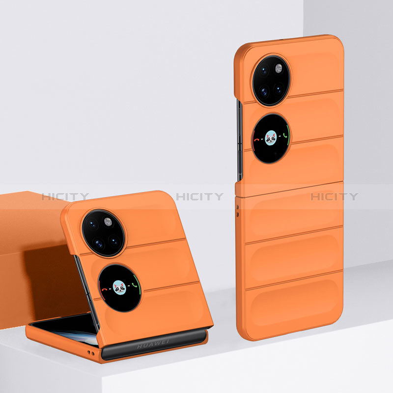 Custodia Plastica Rigida Cover Opaca Fronte e Retro 360 Gradi BH3 per Huawei P60 Pocket Arancione