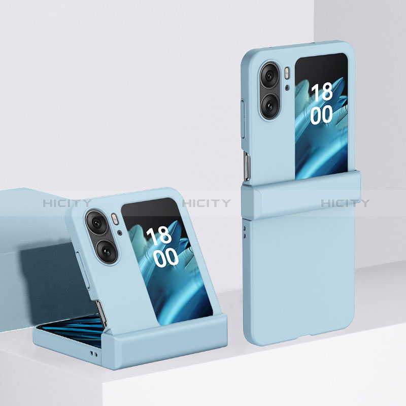 Custodia Plastica Rigida Cover Opaca Fronte e Retro 360 Gradi BH3 per Oppo Find N2 Flip 5G Cielo Blu