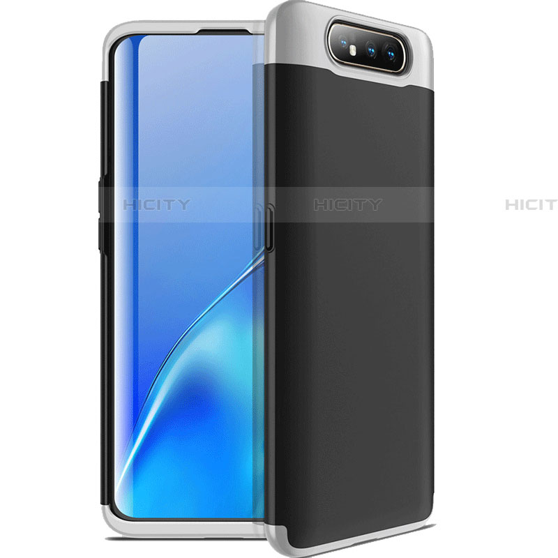 Custodia Plastica Rigida Cover Opaca Fronte e Retro 360 Gradi C01 per Samsung Galaxy A90 4G Argento e Nero