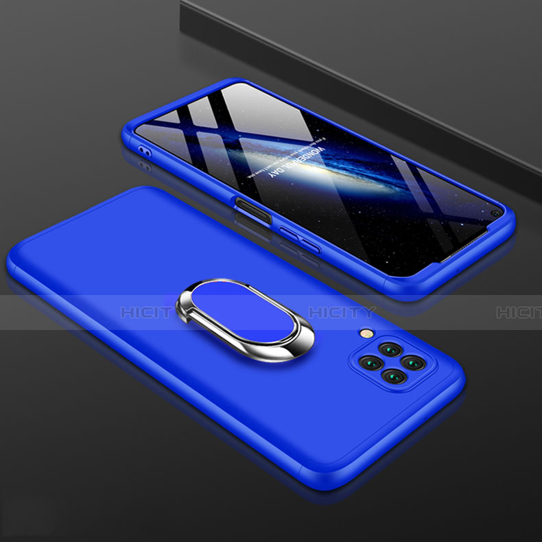 Custodia Plastica Rigida Cover Opaca Fronte e Retro 360 Gradi con Anello Supporto per Huawei Nova 7i Blu