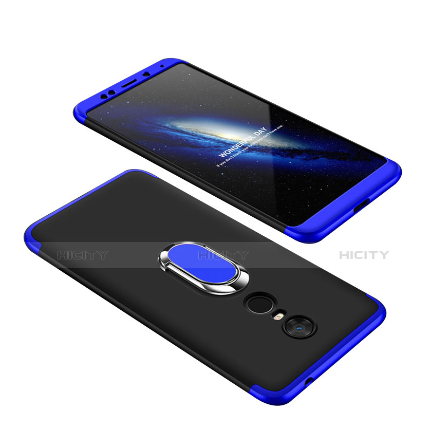 Custodia Plastica Rigida Cover Opaca Fronte e Retro 360 Gradi con Anello Supporto per Xiaomi Redmi 5 Plus Blu