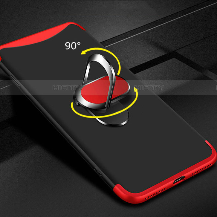 Custodia Plastica Rigida Cover Opaca Fronte e Retro 360 Gradi con Anello Supporto S01 per Oppo Find X