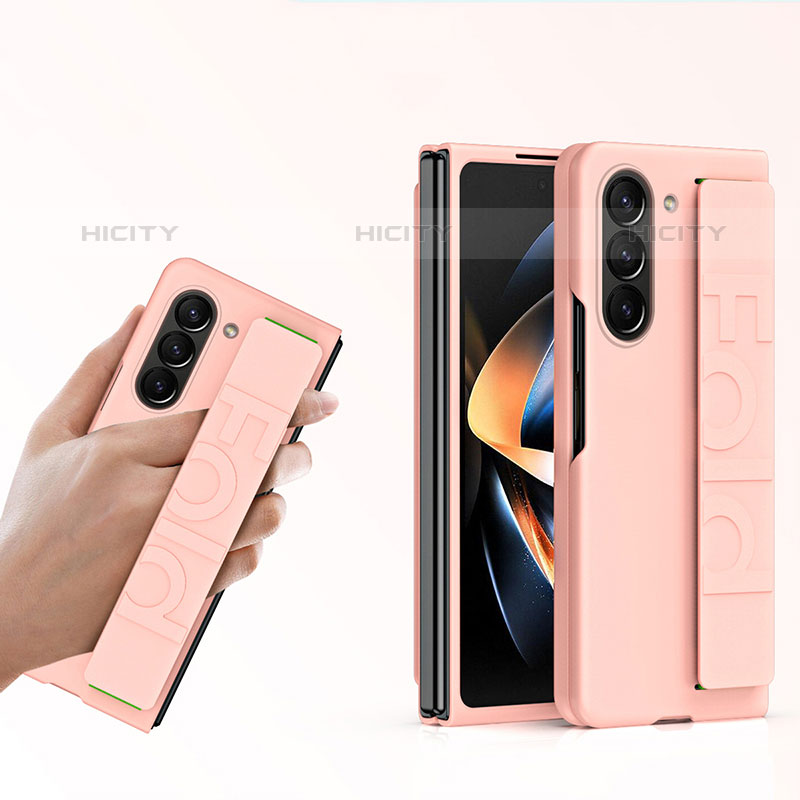 Custodia Plastica Rigida Cover Opaca Fronte e Retro 360 Gradi HD1 per Samsung Galaxy Z Fold5 5G Oro Rosa