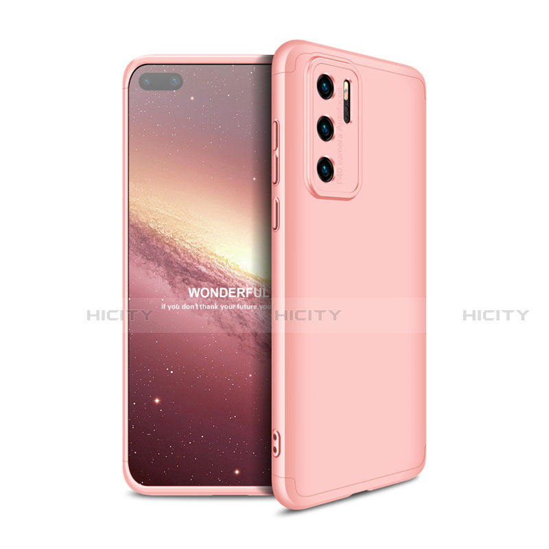 Custodia Plastica Rigida Cover Opaca Fronte e Retro 360 Gradi M01 per Huawei P40 Oro Rosa