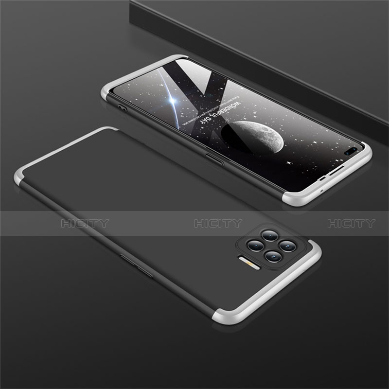 Custodia Plastica Rigida Cover Opaca Fronte e Retro 360 Gradi M01 per Oppo F17 Pro Argento e Nero