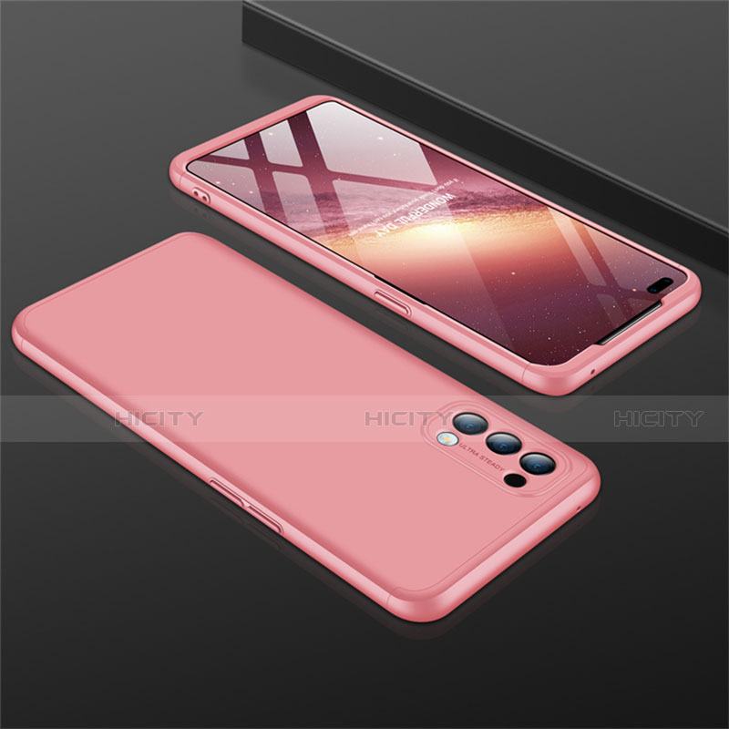 Custodia Plastica Rigida Cover Opaca Fronte e Retro 360 Gradi M01 per Oppo Reno4 4G Oro Rosa