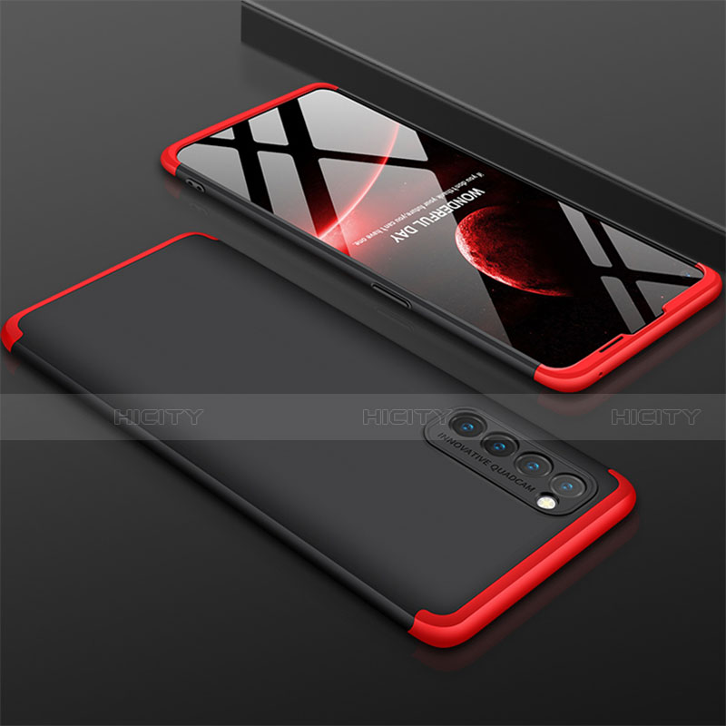 Custodia Plastica Rigida Cover Opaca Fronte e Retro 360 Gradi M01 per Oppo Reno4 Pro 4G Rosso e Nero