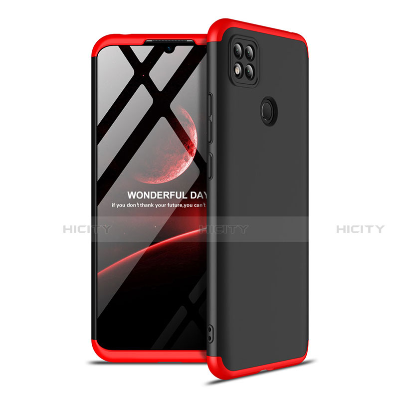 Custodia Plastica Rigida Cover Opaca Fronte e Retro 360 Gradi M01 per Xiaomi Redmi 9 India Rosso e Nero