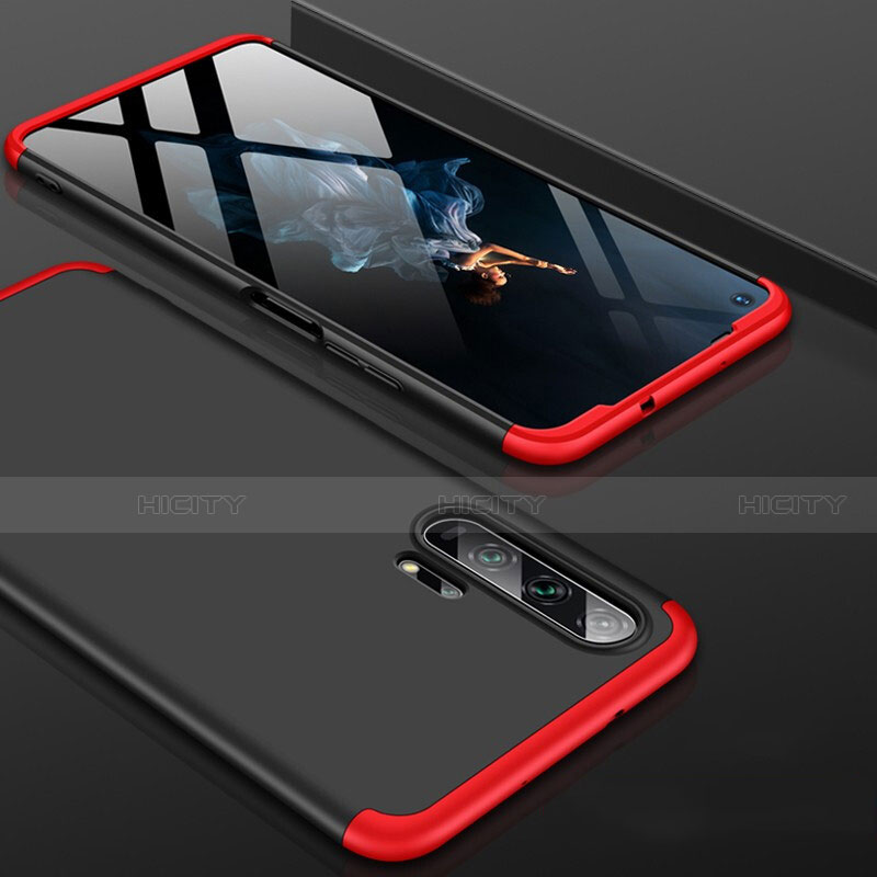 Custodia Plastica Rigida Cover Opaca Fronte e Retro 360 Gradi P01 per Huawei Honor 20 Pro Rosso e Nero