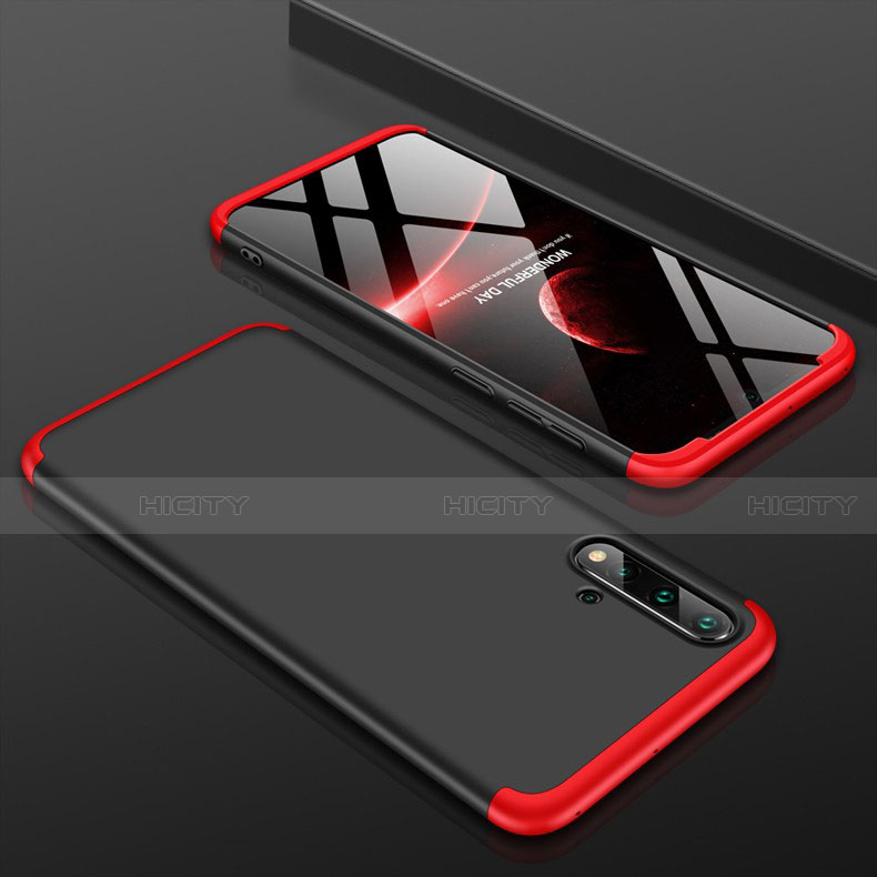 Custodia Plastica Rigida Cover Opaca Fronte e Retro 360 Gradi P01 per Huawei Nova 5 Rosso e Nero